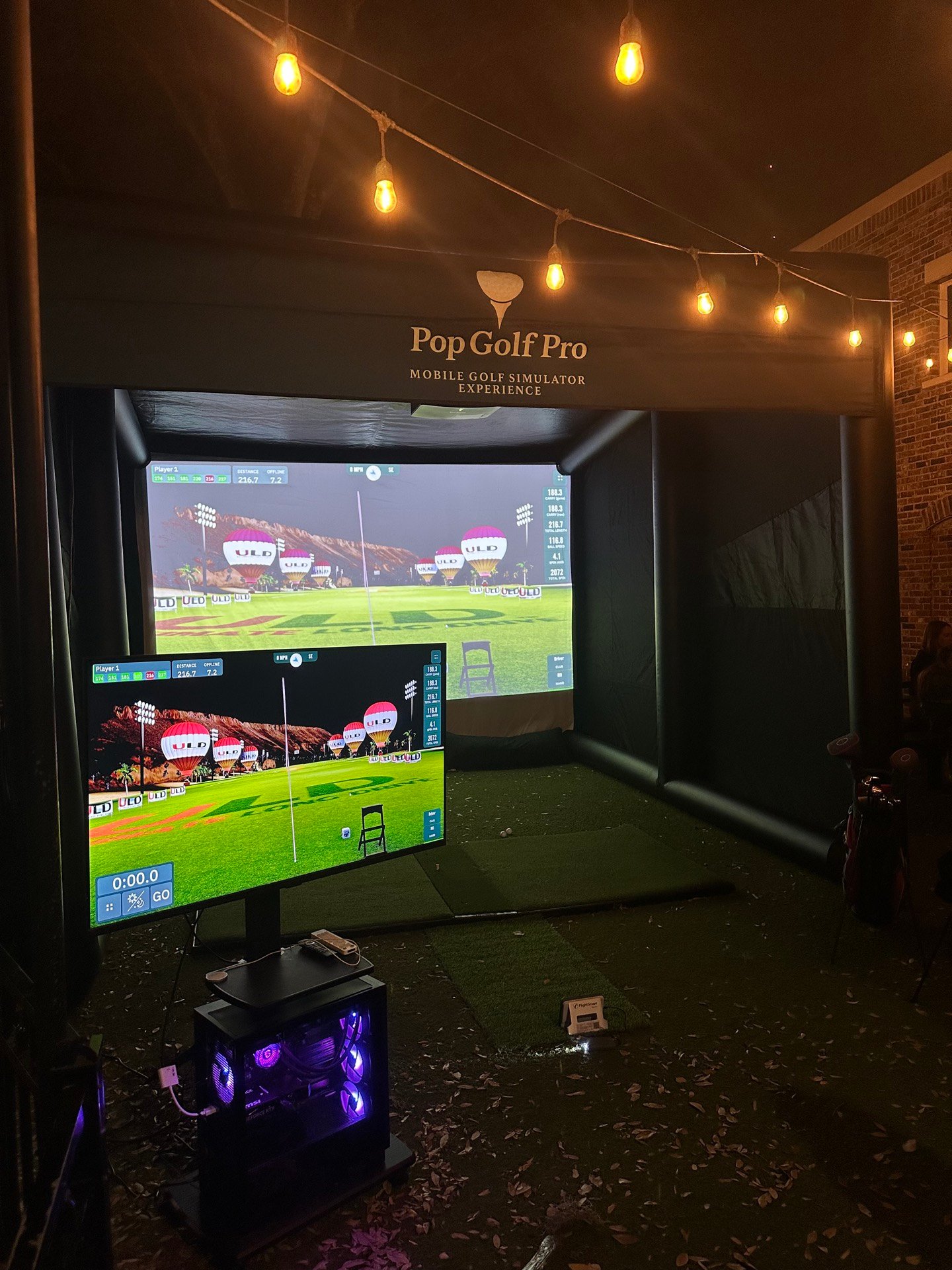 Mobile golf simulator in action