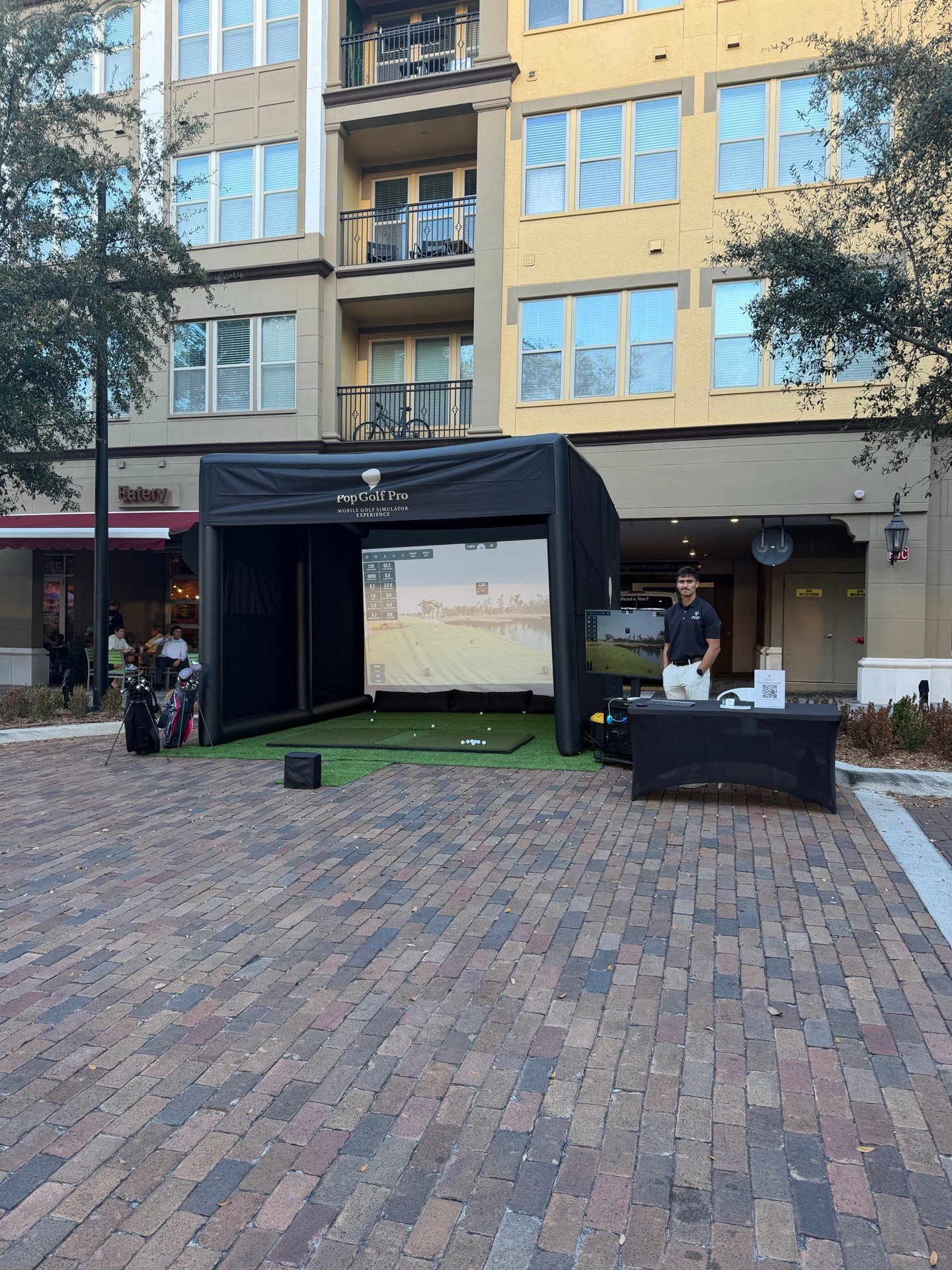 Golf simulator setup for event